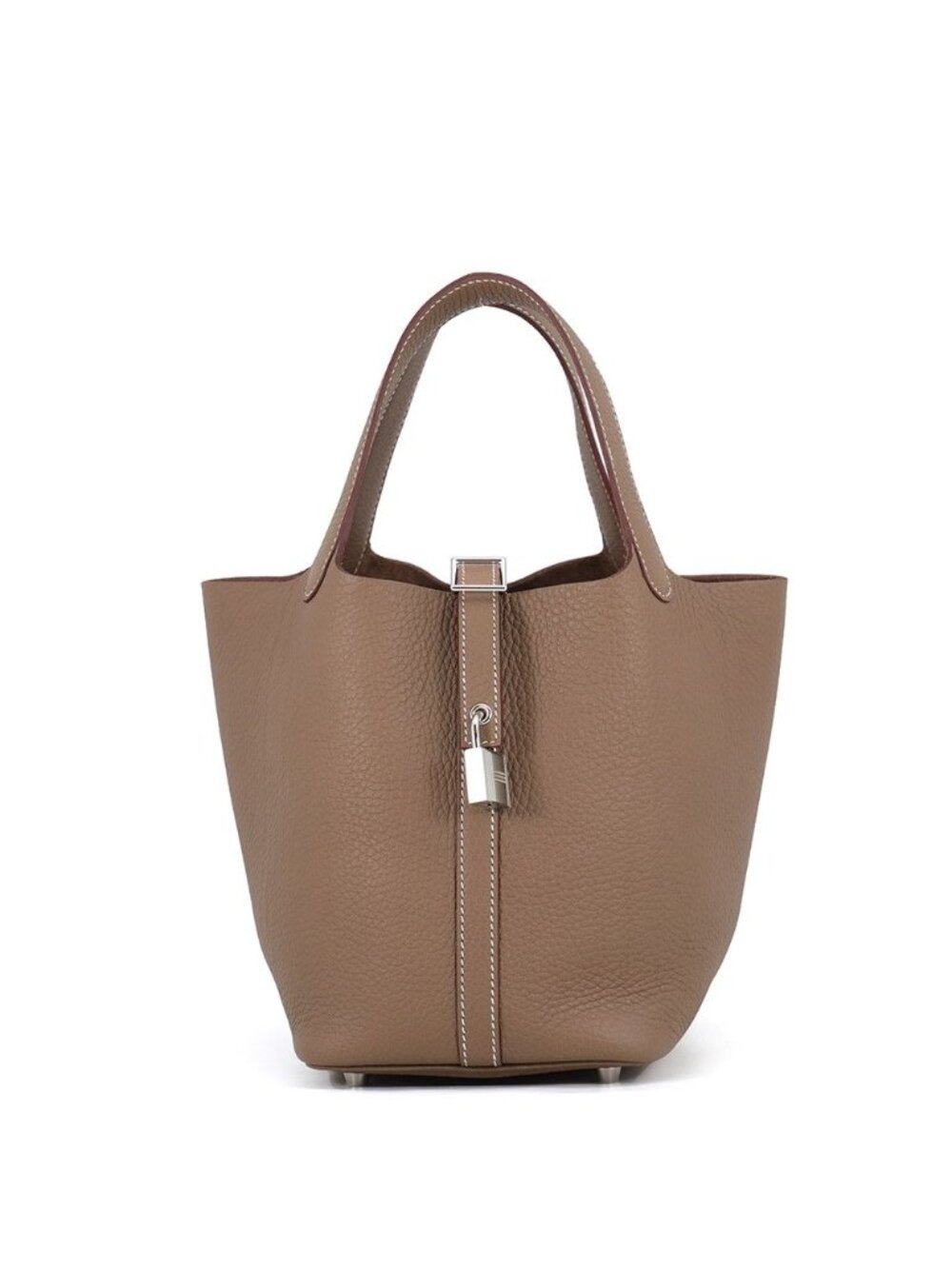 Hermes Handbag Picotin Lock PM Etoupe Silver Taurillon Clemence Tote